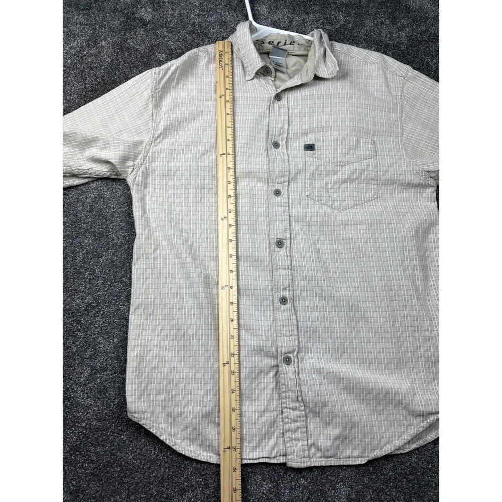 North Face Shirt Mens Medium Button Down Single Pocket Short Sleeve Plaid Yellow